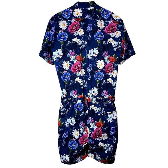 Romper Jack Floral Passion Romper Jumpsuit One Piece Button Front Navy Festival - Picture 7 of 8